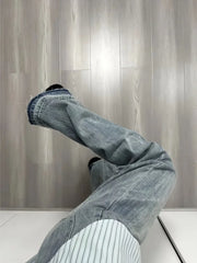 Blue Distressed Y2K Denim Harajuku Oversize Retro Loose Pant