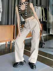Vintage Y2K Beige Cargo Hip Hop Oversized Baggy American Retro Streetwear Pant