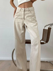 Beige Basic Cargo Y2K Vintage Oversize Loose Pant