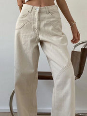 Beige Basic Cargo Y2K Vintage Oversize Loose Pant