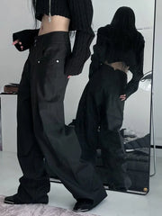 Y2K Cyber Punk Black Cargo Gothic Streetwear Oversize Wide Leg Vintage Pant