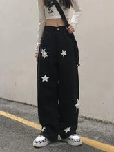 Retro Print Black Cargo Gothic Punk Oversize Pant