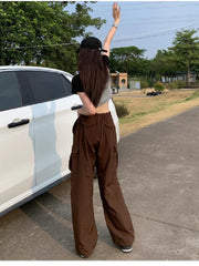 Brown Cargo Parachute Vintage Retro Hippie Oversize Pant