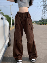 Brown Cargo Parachute Vintage Retro Hippie Oversize Pant