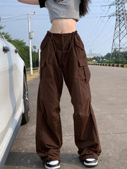 Brown Cargo Parachute Vintage Retro Hippie Oversize Pant