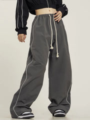 Y2K Vintage Striped Baggy Sweatpants Harajuku Techwear Cargo Wide Leg Pant