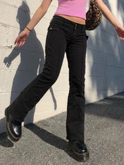 Low Rise Black Vintage 90s Y2K Harajuku Denim Pant