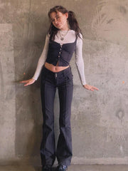 Low Rise Black Vintage 90s Y2K Harajuku Denim Pant
