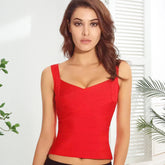 Red Criss Cross Bandage Tank Top for Office Ladies