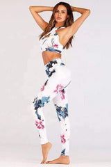 floral hollow out bandage yoga wear
