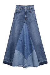 Casual Patchwork Denim Skirt