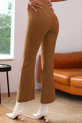 High Waist Flare Leg Cord Pants