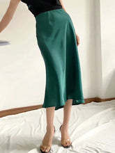Hot Sale Solid Satin Elastic Waist A Line Summer Skirt