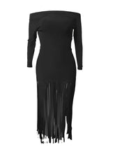 LW Plus Size Dresses Off The Shoulder Tassel Design Bodycon Dress Elegant Party