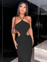 Lace up Sleeveless Backless Body Shaping Cut Out Skirt Clubwear Vestidos Midi Dresses