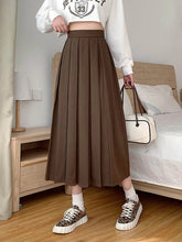 Brown Summer Korean Fashion High Waist Midi Elegant A Line Skirt