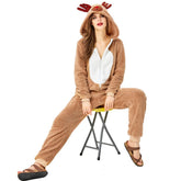 Christmas Cute Reindeer Costume Unisex Deer Animal Onesie New Year Party Jumpsuit