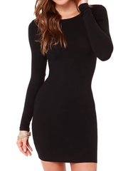 New Autumn Winter Casual Fashion Black Midi Dresses