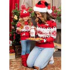 Christmas Sweater Family Mother Daughter Matching Clothes Printing Knitwear