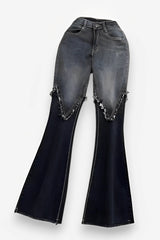 High-elasticity boot-cut denim jeans