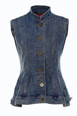 Denim stitching removable two-piece denim jacket