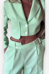 Asymmetrical French Lapel Button Suit