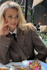 Jacket slit bag hip skirt plaid suit