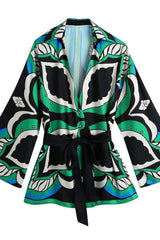 Bermuda print three-piece long-sleeved shirt loose suit