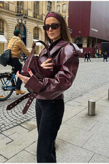 Adjustable Cuffs Leather Jacket