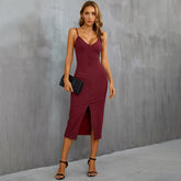 Split V neck Sling Dress