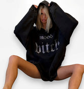 Hot diamond letters distressed washed hoodie