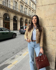 Metal button woolen short outer single-breasted jacket