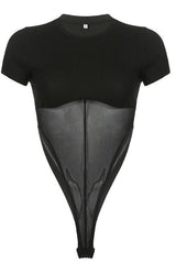 American sexy mesh stitching Bodysuit