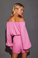 Bohemian Lace-up Top Short Two-piece Set