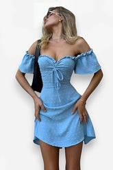 French Square Neck Chest Tie Dress