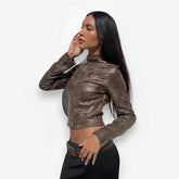 American Retro Distressed PU Leather Short Jacket