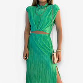 Collar Short Shirt Mid-Length Skirt Two-Piece Suit