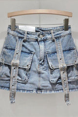 Cargo Pocket Straps A-Line mini Skirt