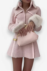 French style stitching short pink suit