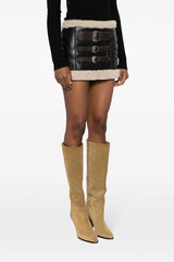 Lambswool buckle placket mini skirt