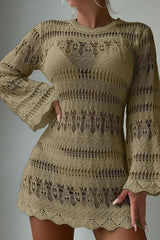 Bikini Cover-up Hollow Mesh Long-Sleeved Shirt