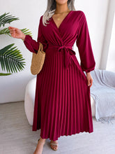 Cross V neck Long Sleeve Dress