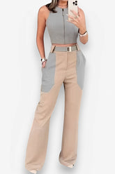 Casual Backless Vest Suit