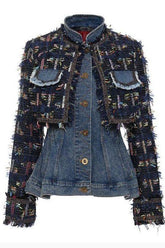 Denim stitching removable two-piece denim jacket