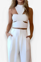 Halter top and wide leg pant set
