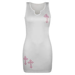 Solid Color Embroidered Slim Short Hip Dress