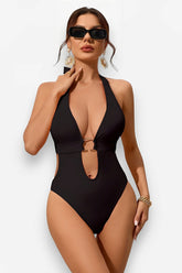 Halter Plunge Backless Swimsuit