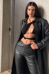 Hollow one-shoulder long-sleeved top