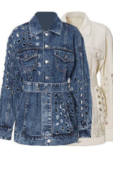 Hole loose lace denim jacket