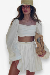 Backless Top Short Skirt Two-piece Set